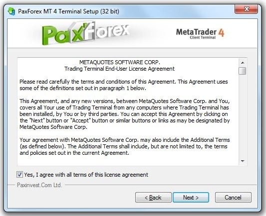 Metatrader 4 Agreement