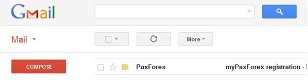 MyPaxForex Registration e-mail 1