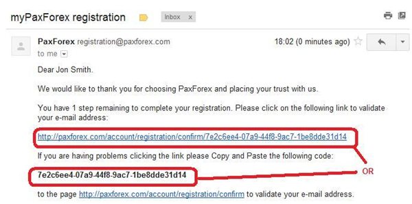 MyPaxForex confirmation e-mail 2